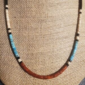 Native American Turquoise Heishi Necklace Vintage 18.5"